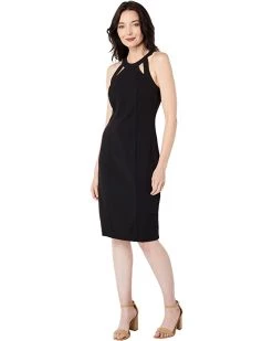 Vince Camuto Sleeveless Cocktail Dress with Neckband and Keyholes | Dresses