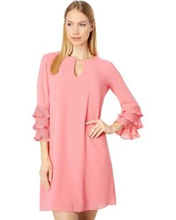 Vince Camuto Chiffon Float with Pleated Sleeve | Dresses