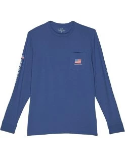 Vineyard Vines Kids Long Sleeve USA Space Whale Glow Pocket T-Shirt (Toddler/Little Kids/Big Kids) | Shirts & Tops