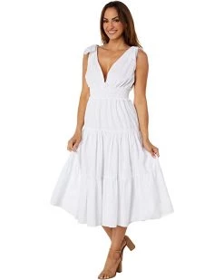 Vince Camuto Sleeveless Tie Shoulder Smock Waist Cotton Poplin Dress | Dresses