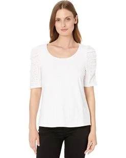 Vince Camuto Short Sleeve Ruched Knit Eyelet Top | Shirts & Tops -Vince Camuto Shop 61SGOKhPWnL. AC SR736920