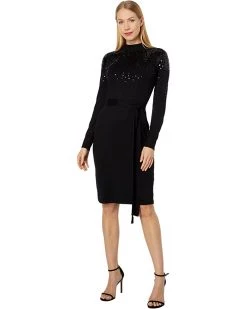 Vince Camuto Sequin Embellished Turtleneck Midi | Dresses