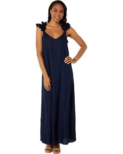 Vince Camuto Sleeveless Ruffle Shoulder Slit Dress | Dresses