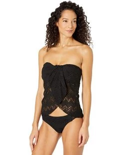 Vince Camuto Crochet Draped Bandini Top | Swimwear