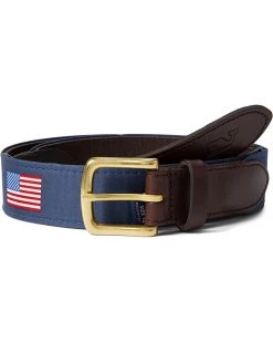 Vineyard Vines Leather American Flag Club Belt | Belts