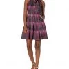 Vince Camuto Camuto Women's Satin Plaid Bow Neck Fit & Flare Dress | Dresses