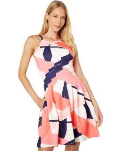 Vince Camuto Printed Scuba Halter Fit-and-Flare | Dresses