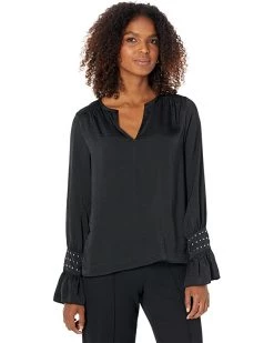 Vince Camuto Embellished Long Sleeve Blouse with Cuff Ruffle | Shirts & Tops
