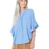 Vince Camuto Ruffle Sleeve Henley Blouse | Shirts & Tops