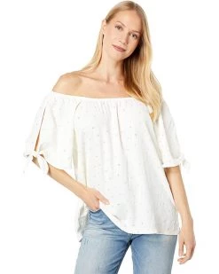 Vince Camuto Short Sleeve Foil Crinkle Knit Top | Shirts & Tops