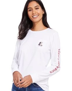 Vineyard Vines Long Sleeve Furry Friends Holiday Pocket Tee | Shirts & Tops