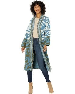 Vince Camuto Fringe Jacquard Cardigan | Sweaters