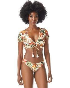 Vince Camuto Seychelles Floral Cropped Short Sleeve Bikini Top | Swimwear