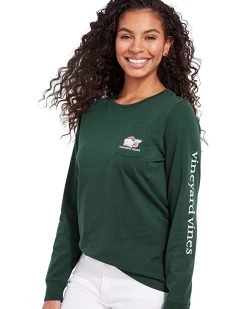 Vineyard Vines Long Sleeve Mrs. Claus Whale Pocket Tee | Shirts & Tops