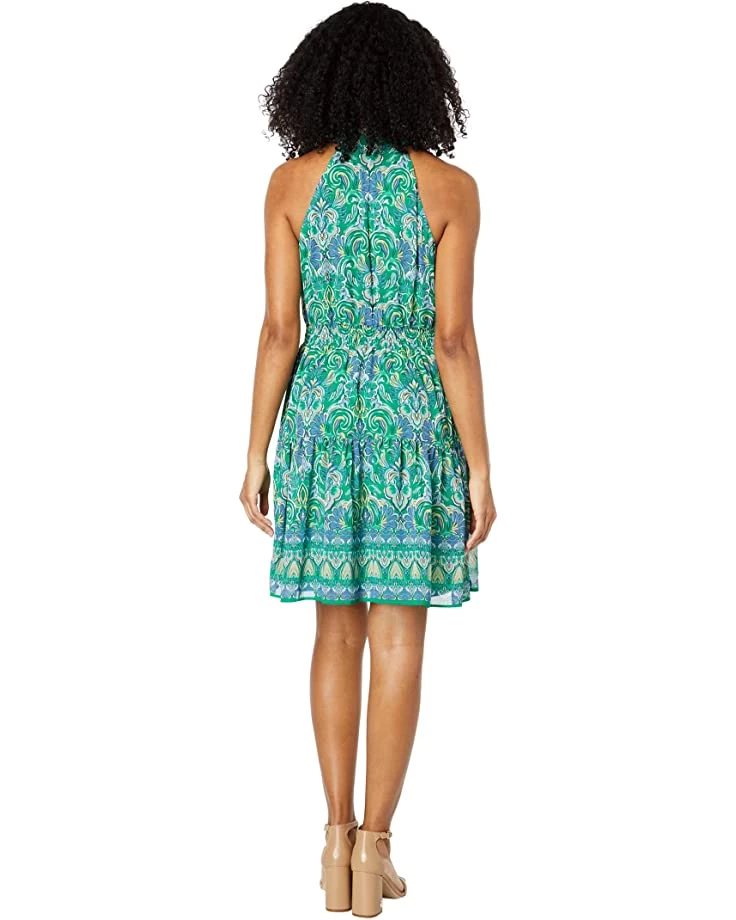 Vince Camuto Chiffon Ruffle Neck Halter Fit-and-Flare with Smocked Waist | Dresses 4 Vince Camuto Chiffon Ruffle Neck Halter Fit-and-Flare with Smocked Waist | Dresses - Image 2