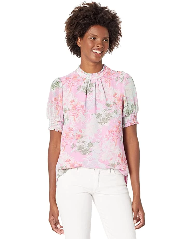 Vince Camuto Short Sleeve Pleat Neck Glowing Gardens Blouse | Shirts & Tops 3 Vince Camuto Short Sleeve Pleat Neck Glowing Gardens Blouse | Shirts & Tops