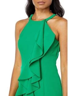 Vince Camuto Laguna Crepe Halter Neck Bodycon with Front Ruffle | Dresses -Vince Camuto Shop 8140FNYI2QL. AC SR736920
