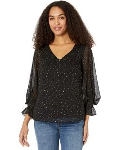Vince Camuto Balloon Sleeves Blouse with Smocking on Waist | Shirts & Tops
