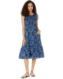 Vineyard Vines Scarf Print Smocked Midi Dress | Dresses