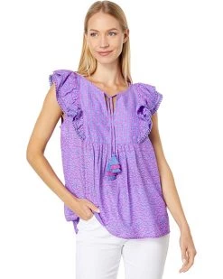 Vineyard Vines Anegada Block Print Ruffle Top | Shirts & Tops