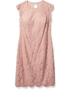 Vince Camuto Camuto Women's Lace Jewel Neck Cap Scallop Sleeve Sheath Dress | Dresses
