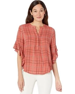 Vince Camuto Ruffle Sleeve Pin Tuck Henley Blouse | Shirts & Tops