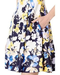 Vince Camuto Printed Scuba V-Neck Fit-and-Flare with Cross-Back | Dresses -Vince Camuto Shop 81NBUgCqJgL. AC SR736920