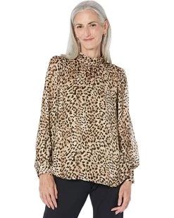 Vince Camuto Puff Long Sleeve Blouse with Mock Neck Collar and Cuffs | Shirts & Tops
