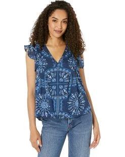 Vineyard Vines Scarf Print Pin Tuck Top | Shirts & Tops