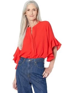 Vince Camuto Ruffle Sleeve Henley Blouse | Shirts & Tops -Vince Camuto Shop 81Xge1DDNL. AC SR736920