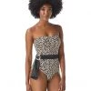 Vince Camuto Tanzania Cheetah Logo Ring Belted Bandeau One-Piece | Swimwear -Vince Camuto Shop 81kWrapGtGL. AC SR736920