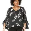 Vince Camuto Plus Size Flutter Sleeve V-Neck Sparse Blooms Tunic | Shirts & Tops -Vince Camuto Shop 81kZ5blFB2L. AC SR736920