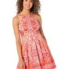 Vince Camuto Printed Scuba Halter Fit-and-Flare | Dresses