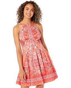Vince Camuto Printed Scuba Halter Fit-and-Flare | Dresses